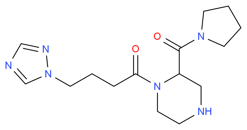 2-(1-pyrrolidinylcarbonyl)-1-[4-(1H-1,2,4-triazol-1-yl)butanoyl]piperazine_分子结构_CAS_)