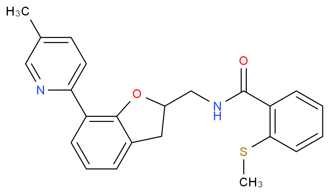N-{[7-(5-methyl-2-pyridinyl)-2,3-dihydro-1-benzofuran-2-yl]methyl}-2-(methylthio)benzamide_分子结构_CAS_)