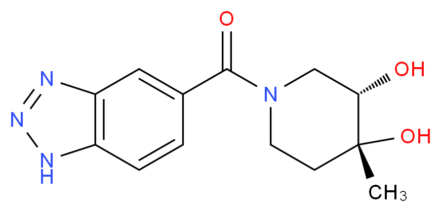 (3S*,4R*)-1-(1H-1,2,3-benzotriazol-5-ylcarbonyl)-4-methylpiperidine-3,4-diol_分子结构_CAS_)