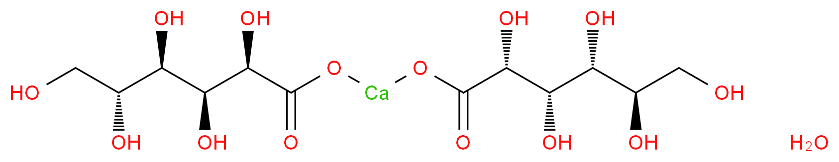 hydrate {[(2R,3S,4R,5R)-2,3,4,5,6-pentahydroxyhexanoyl]oxy}calcio (2R,3S,4R,5R)-2,3,4,5,6-pentahydroxyhexanoate_分子结构_CAS_66905-23-5
