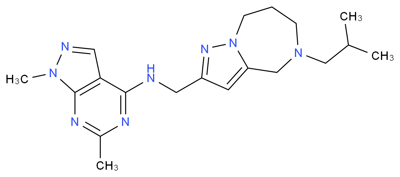 N-[(5-isobutyl-5,6,7,8-tetrahydro-4H-pyrazolo[1,5-a][1,4]diazepin-2-yl)methyl]-1,6-dimethyl-1H-pyrazolo[3,4-d]pyrimidin-4-amine_分子结构_CAS_)