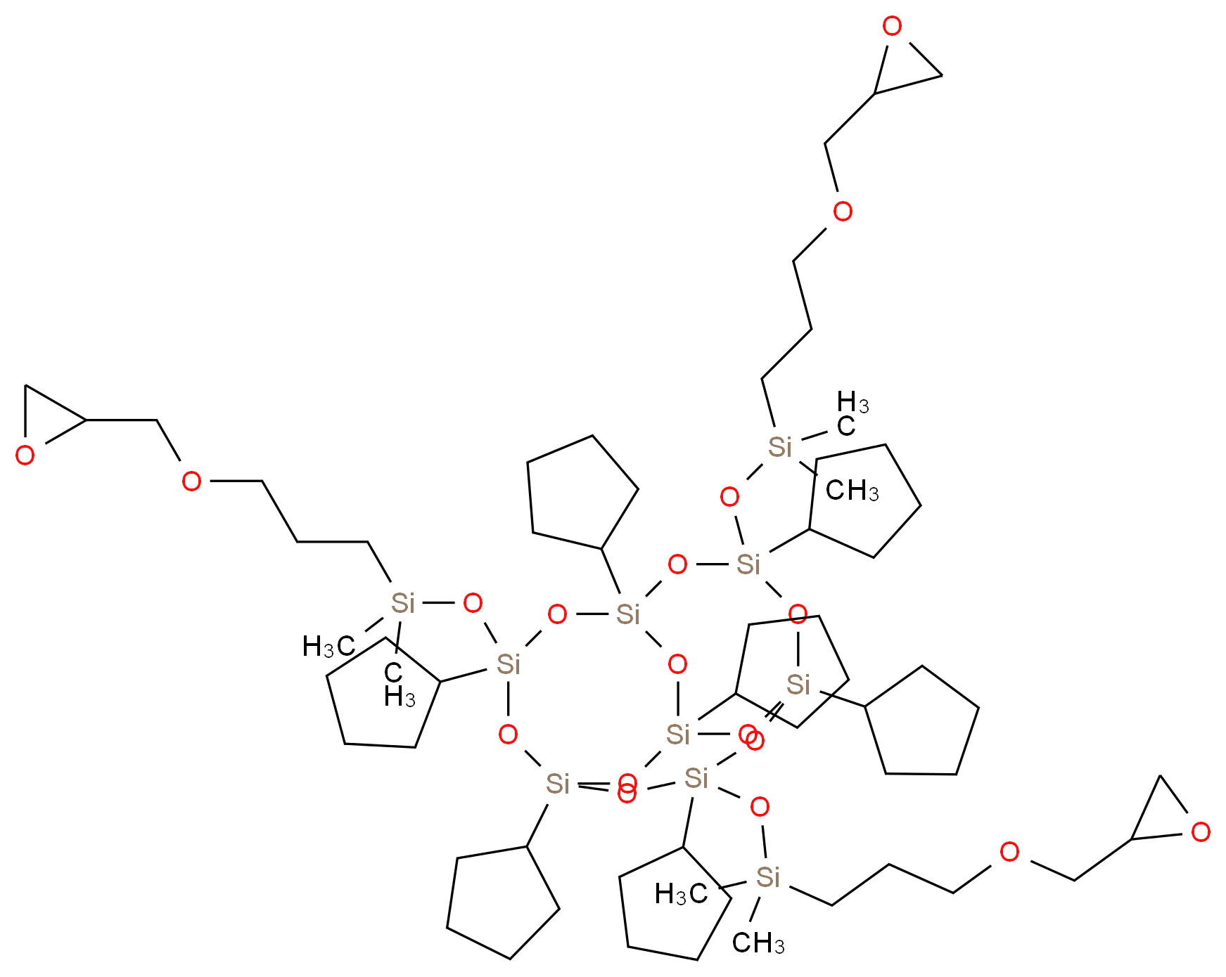 三[(环氧丙氧基丙基)二甲基硅氧基]-POSS&reg;_分子结构_CAS_307496-38-4)