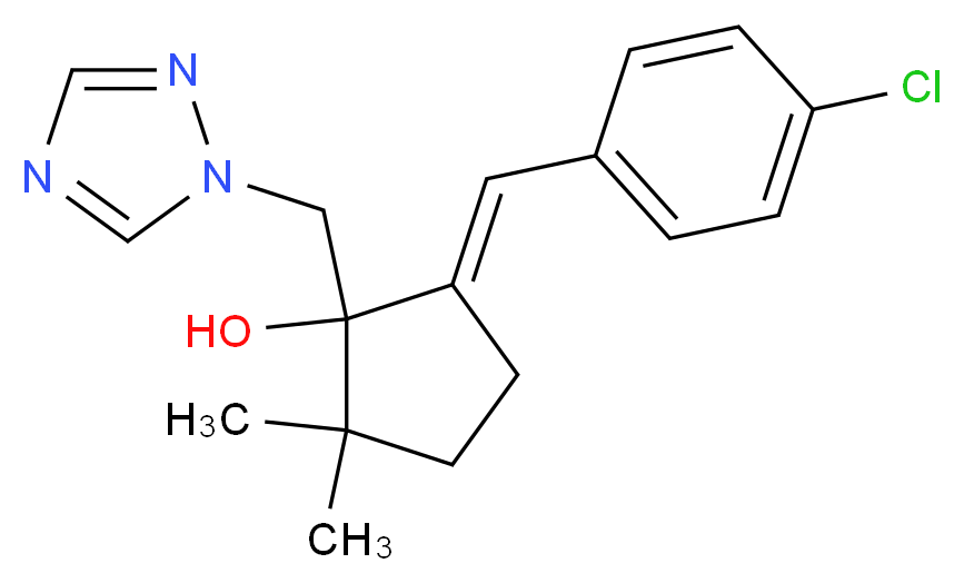 (5E)-5-[(4-chlorophenyl)methylidene]-2,2-dimethyl-1-[(1H-1,2,4-triazol-1-yl)methyl]cyclopentan-1-ol_分子结构_CAS_131983-72-7