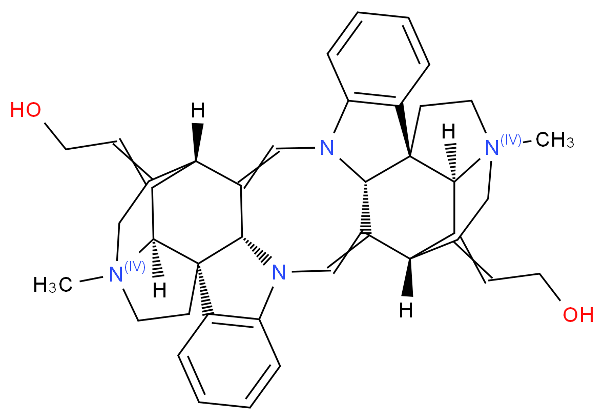 2-[(1S,11R,13S,17R,27R,33S,35S,38S)-37-(2-hydroxyethylidene)-14,30-dimethyl-8,14λ<sup>4</sup>,24,30λ<sup>4</sup>-tetraazaundecacyclo[25.5.2.2<sup>1</sup><sup>1</sup>,<sup>1</sup><sup>4</sup>.1<sup>1</sup>,<sup>8</sup>.1<sup>1</sup><sup>0</sup>,<sup>1</sup><sup>7</sup>.0<sup>2</sup>,<sup>7</sup>.0<sup>1</sup><sup>3</sup>,<sup>1</sup><sup>7</sup>.0<sup>1</sup><sup>8</sup>,<sup>2</sup><sup>3</sup>.0<sup>3</sup><sup>0</sup>,<sup>3</sup><sup>3</sup>.0<sup>2</sup><sup>4</sup>,<sup>3</sup><sup>5</sup>.0<sup>2</sup><sup>6</sup>,<sup>3</sup><sup>8</sup>]octatriaconta-2(7),3,5,9,18(23),19,21,25-octaen-28-ylidene]ethan-1-ol_分子结构_CAS_302-30-7