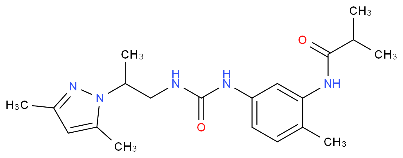 N-{5-[({[2-(3,5-dimethyl-1H-pyrazol-1-yl)propyl]amino}carbonyl)amino]-2-methylphenyl}-2-methylpropanamide_分子结构_CAS_)