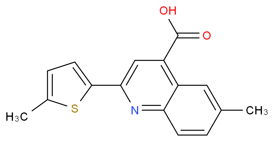 6-methyl-2-(5-methylthiophen-2-yl)quinoline-4-carboxylic acid_分子结构_CAS_438216-88-7