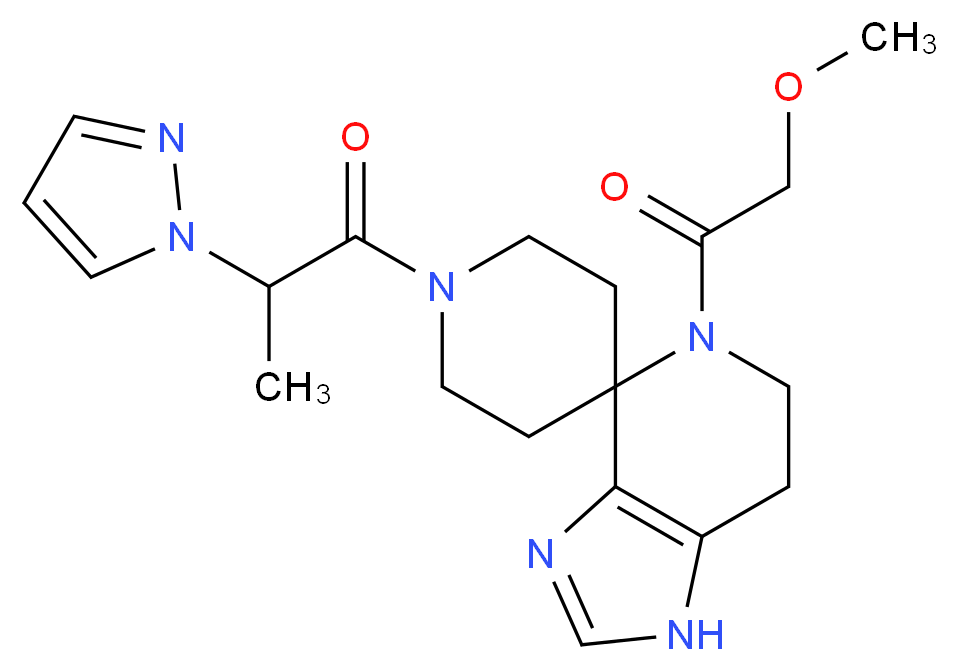 5-(methoxyacetyl)-1'-[2-(1H-pyrazol-1-yl)propanoyl]-1,5,6,7-tetrahydrospiro[imidazo[4,5-c]pyridine-4,4'-piperidine]_分子结构_CAS_)