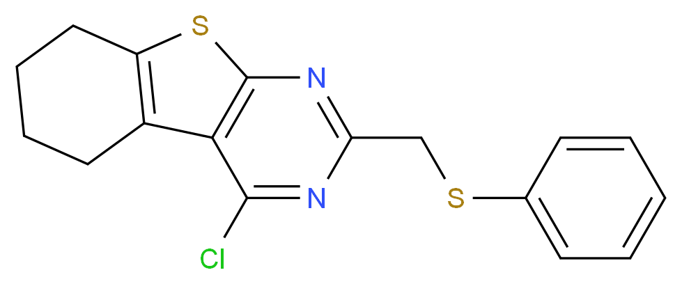 3-chloro-5-[(phenylsulfanyl)methyl]-8-thia-4,6-diazatricyclo[7.4.0.0<sup>2</sup>,<sup>7</sup>]trideca-1(9),2,4,6-tetraene_分子结构_CAS_128277-14-5