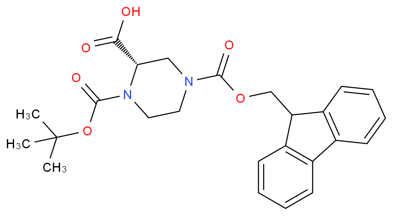 1-tert-butyl 4-(9-H-fluoren-9-ylmethyl) hydrogen (2S)-piperazine-1,2,4-tricarboxylate_分子结构_CAS_1034574-30-5)