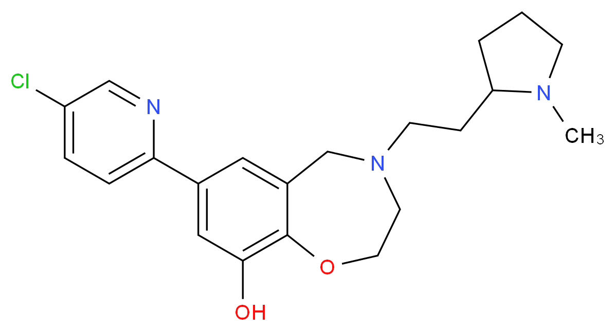 7-(5-chloropyridin-2-yl)-4-[2-(1-methylpyrrolidin-2-yl)ethyl]-2,3,4,5-tetrahydro-1,4-benzoxazepin-9-ol_分子结构_CAS_)