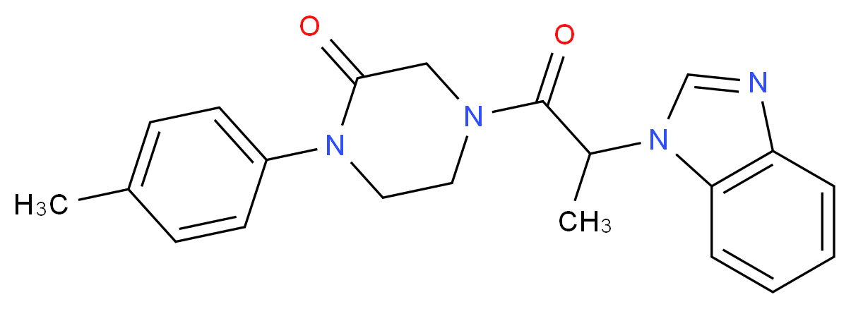 4-[2-(1H-benzimidazol-1-yl)propanoyl]-1-(4-methylphenyl)-2-piperazinone_分子结构_CAS_)