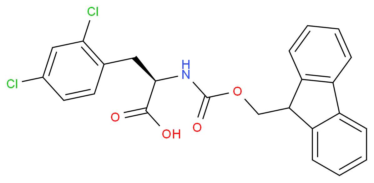 (2R)-3-(2,4-dichlorophenyl)-2-({[(9H-fluoren-9-yl)methoxy]carbonyl}amino)propanoic acid_分子结构_CAS_352351-61-2