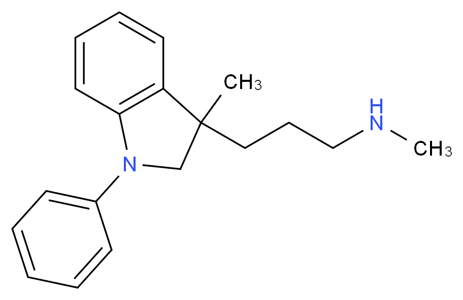 methyl[3-(3-methyl-1-phenyl-2,3-dihydro-1H-indol-3-yl)propyl]amine_分子结构_CAS_22136-27-2