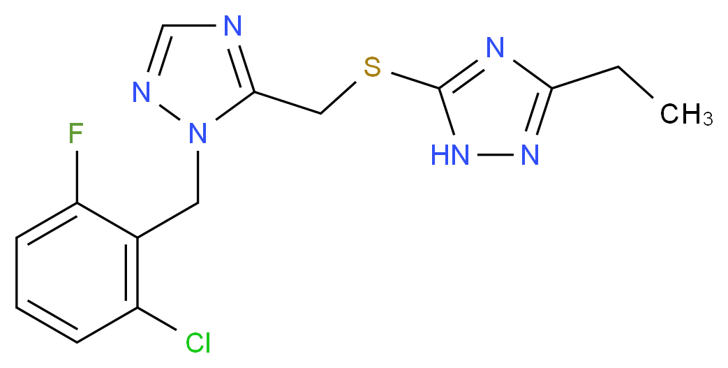 1-(2-chloro-6-fluorobenzyl)-5-{[(3-ethyl-1H-1,2,4-triazol-5-yl)thio]methyl}-1H-1,2,4-triazole_分子结构_CAS_)
