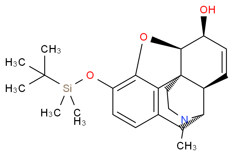 (1S,5S,13R,14S,17R)-10-[(tert-butyldimethylsilyl)oxy]-4-methyl-12-oxa-4-azapentacyclo[9.6.1.0<sup>1</sup>,<sup>1</sup><sup>3</sup>.0<sup>5</sup>,<sup>1</sup><sup>7</sup>.0<sup>7</sup>,<sup>1</sup><sup>8</sup>]octadeca-7(18),8,10,15-tetraen-14-ol_分子结构_CAS_91265-70-2