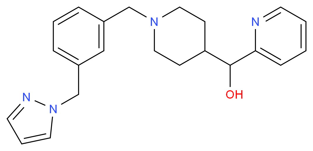 {1-[3-(1H-pyrazol-1-ylmethyl)benzyl]piperidin-4-yl}(pyridin-2-yl)methanol_分子结构_CAS_)