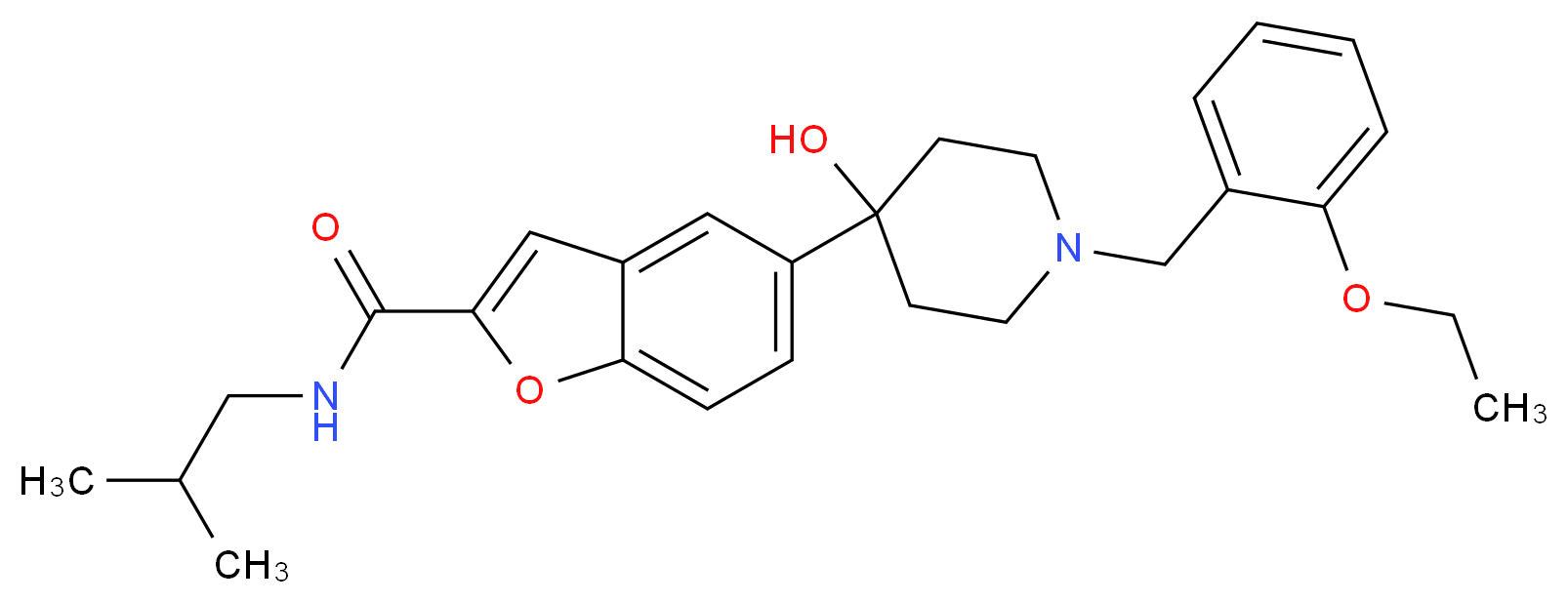 5-[1-(2-ethoxybenzyl)-4-hydroxy-4-piperidinyl]-N-isobutyl-1-benzofuran-2-carboxamide_分子结构_CAS_)