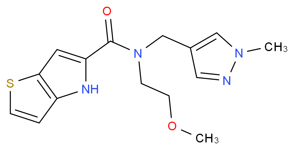 N-(2-methoxyethyl)-N-[(1-methyl-1H-pyrazol-4-yl)methyl]-4H-thieno[3,2-b]pyrrole-5-carboxamide_分子结构_CAS_)