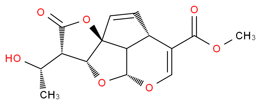 methyl (1S,4S,8R,10R,11S,14S)-11-[(1S)-1-hydroxyethyl]-12-oxo-7,9,13-trioxatetracyclo[6.5.1.0<sup>1</sup>,<sup>1</sup><sup>0</sup>.0<sup>4</sup>,<sup>1</sup><sup>4</sup>]tetradeca-2,5-diene-5-carboxylate_分子结构_CAS_51838-83-6