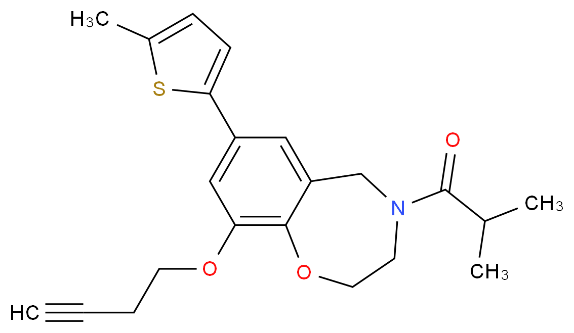 9-(3-butyn-1-yloxy)-4-isobutyryl-7-(5-methyl-2-thienyl)-2,3,4,5-tetrahydro-1,4-benzoxazepine_分子结构_CAS_)