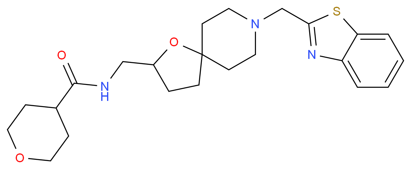 N-{[8-(1,3-benzothiazol-2-ylmethyl)-1-oxa-8-azaspiro[4.5]dec-2-yl]methyl}tetrahydro-2H-pyran-4-carboxamide_分子结构_CAS_)