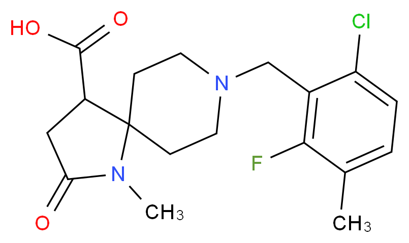 8-(6-chloro-2-fluoro-3-methylbenzyl)-1-methyl-2-oxo-1,8-diazaspiro[4.5]decane-4-carboxylic acid_分子结构_CAS_)