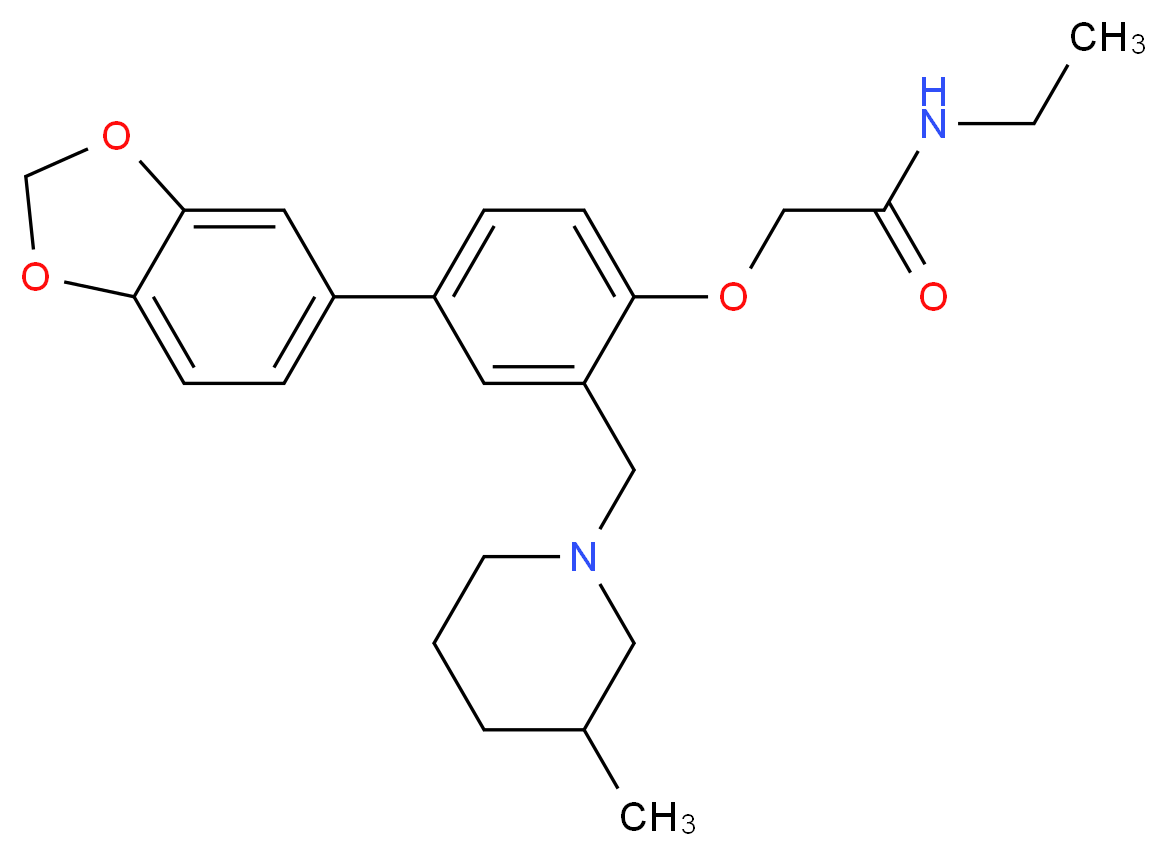 2-{4-(1,3-benzodioxol-5-yl)-2-[(3-methyl-1-piperidinyl)methyl]phenoxy}-N-ethylacetamide_分子结构_CAS_)