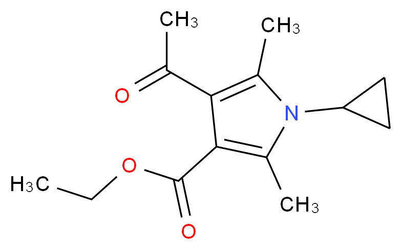 ethyl 4-acetyl-1-cyclopropyl-2,5-dimethyl-1H-pyrrole-3-carboxylate_分子结构_CAS_423768-51-8