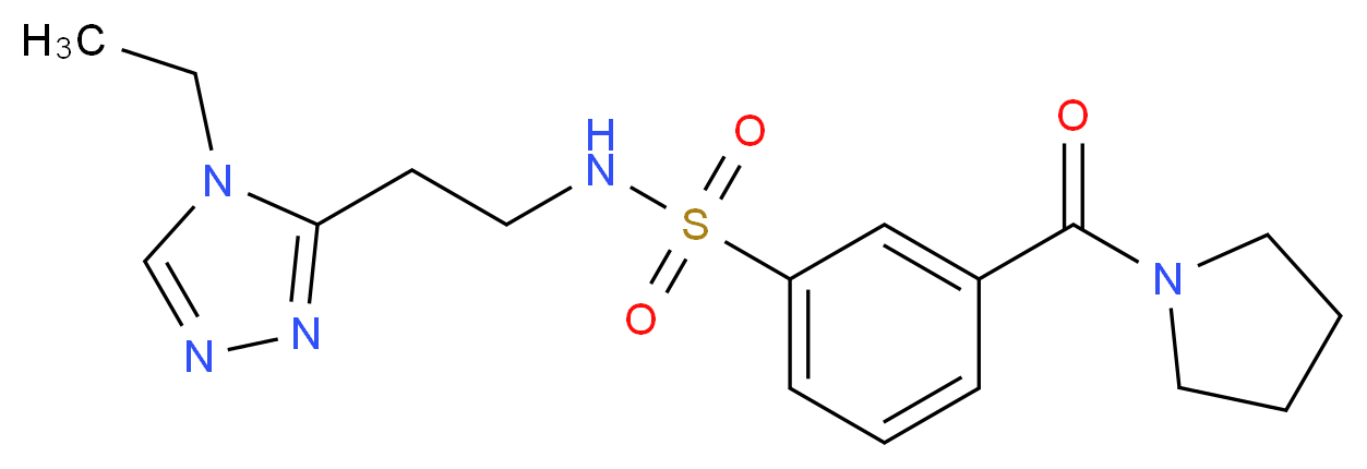 N-[2-(4-ethyl-4H-1,2,4-triazol-3-yl)ethyl]-3-(pyrrolidin-1-ylcarbonyl)benzenesulfonamide_分子结构_CAS_)