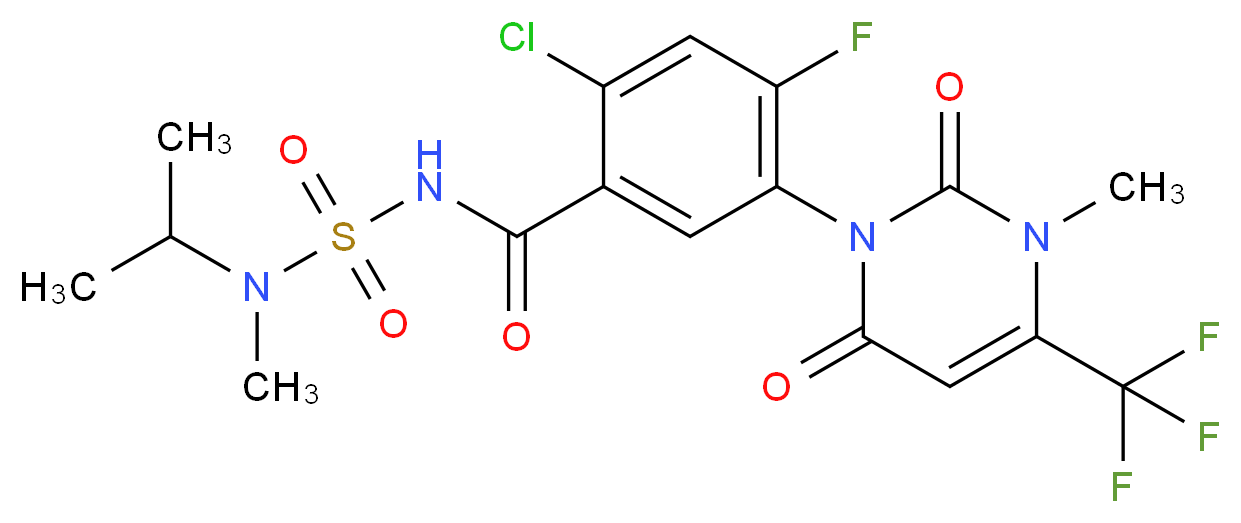 2-chloro-4-fluoro-N-[methyl(propan-2-yl)sulfamoyl]-5-[3-methyl-2,6-dioxo-4-(trifluoromethyl)-1,2,3,6-tetrahydropyrimidin-1-yl]benzamide_分子结构_CAS_372137-35-4