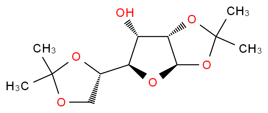 (3aR,5R,6S,6aS)-5-[(4S)-2,2-dimethyl-1,3-dioxolan-4-yl]-2,2-dimethyl-tetrahydro-2H-furo[2,3-d][1,3]dioxol-6-ol_分子结构_CAS_582-52-5
