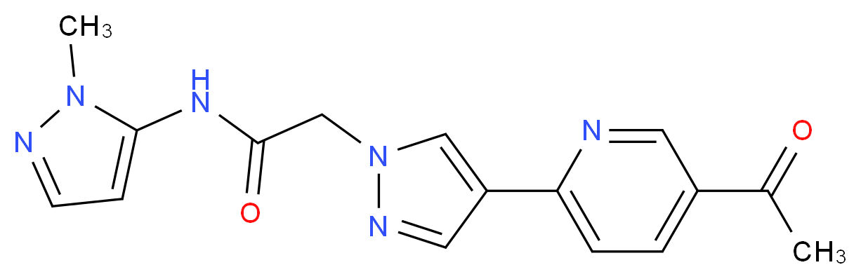 2-[4-(5-acetylpyridin-2-yl)-1H-pyrazol-1-yl]-N-(1-methyl-1H-pyrazol-5-yl)acetamide_分子结构_CAS_)