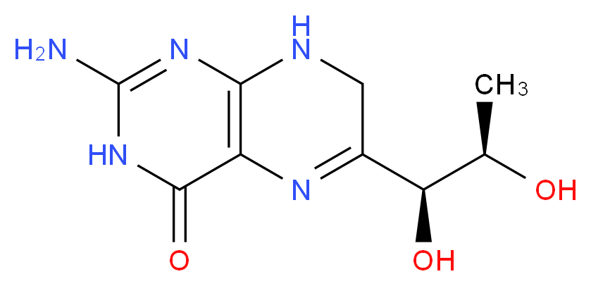 2-amino-6-[(1S,2R)-1,2-dihydroxypropyl]-3,4,7,8-tetrahydropteridin-4-one_分子结构_CAS_6779-87-9