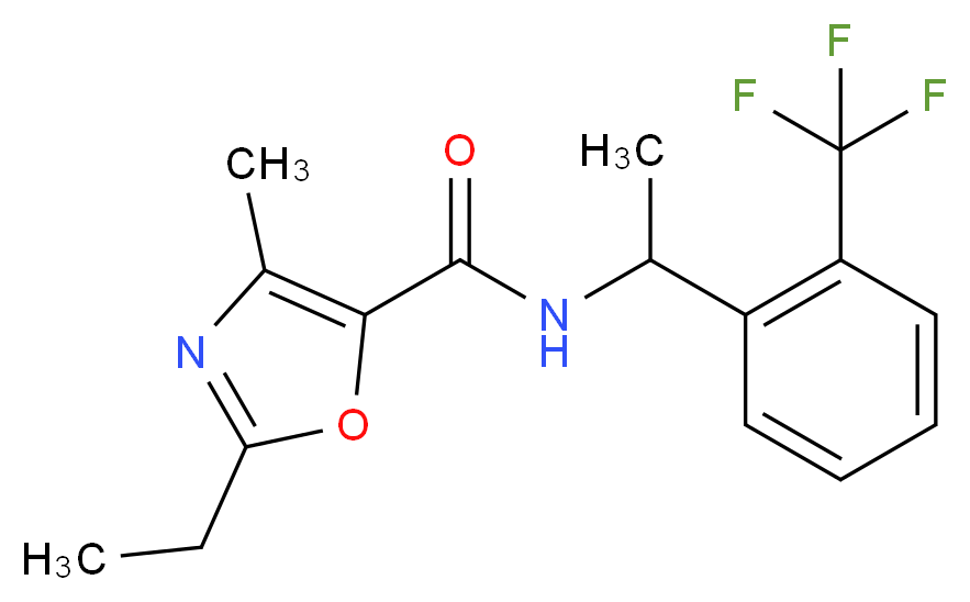 2-ethyl-4-methyl-N-{1-[2-(trifluoromethyl)phenyl]ethyl}-1,3-oxazole-5-carboxamide_分子结构_CAS_)