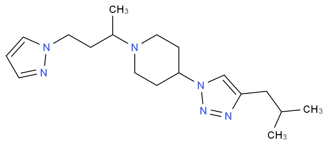 4-(4-isobutyl-1H-1,2,3-triazol-1-yl)-1-[1-methyl-3-(1H-pyrazol-1-yl)propyl]piperidine_分子结构_CAS_)