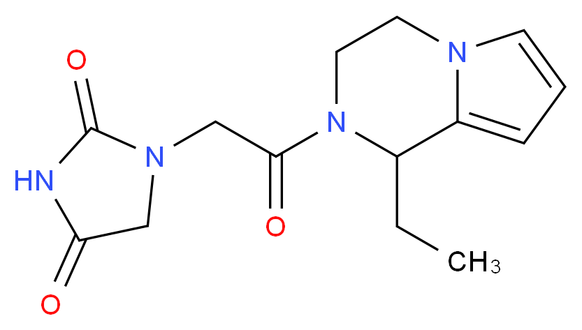 1-[2-(1-ethyl-3,4-dihydropyrrolo[1,2-a]pyrazin-2(1H)-yl)-2-oxoethyl]-2,4-imidazolidinedione_分子结构_CAS_)