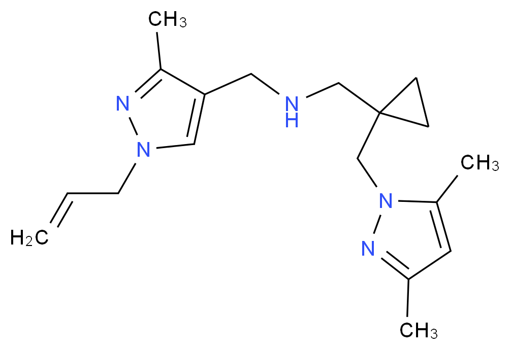 1-(1-allyl-3-methyl-1H-pyrazol-4-yl)-N-({1-[(3,5-dimethyl-1H-pyrazol-1-yl)methyl]cyclopropyl}methyl)methanamine_分子结构_CAS_)