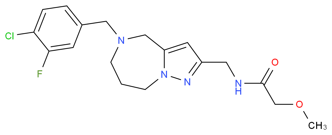 N-{[5-(4-chloro-3-fluorobenzyl)-5,6,7,8-tetrahydro-4H-pyrazolo[1,5-a][1,4]diazepin-2-yl]methyl}-2-methoxyacetamide_分子结构_CAS_)