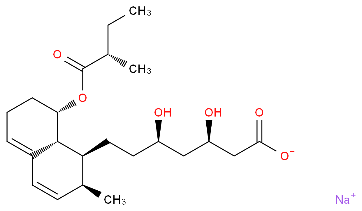 sodium (3R,5R)-7-[(1S,2S,8S,8aR)-2-methyl-8-{[(2S)-2-methylbutanoyl]oxy}-1,2,6,7,8,8a-hexahydronaphthalen-1-yl]-3,5-dihydroxyheptanoate_分子结构_CAS_99782-89-5