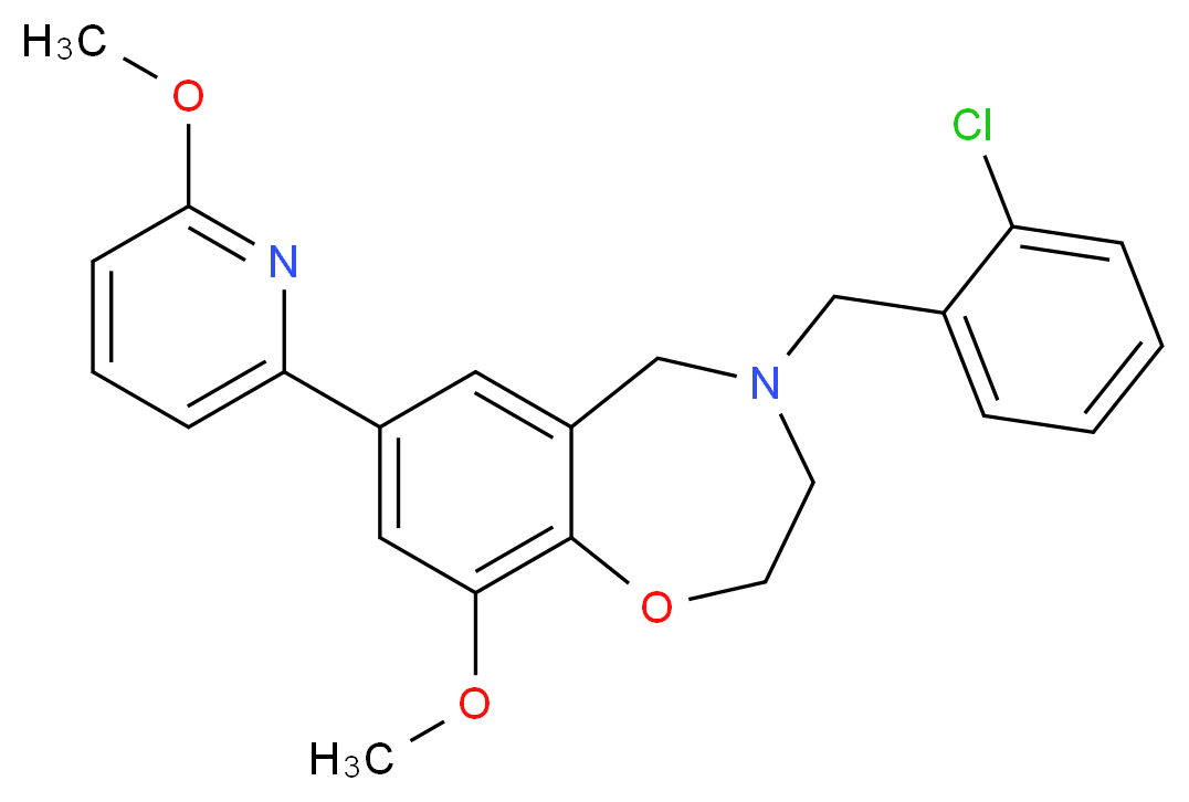 4-(2-chlorobenzyl)-9-methoxy-7-(6-methoxy-2-pyridinyl)-2,3,4,5-tetrahydro-1,4-benzoxazepine_分子结构_CAS_)