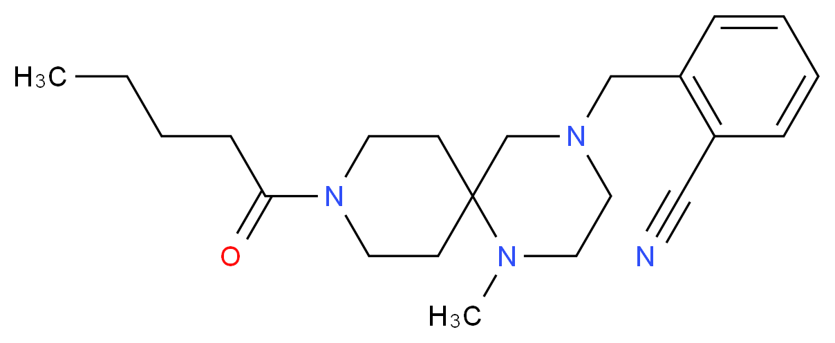 2-[(1-methyl-9-pentanoyl-1,4,9-triazaspiro[5.5]undec-4-yl)methyl]benzonitrile_分子结构_CAS_)