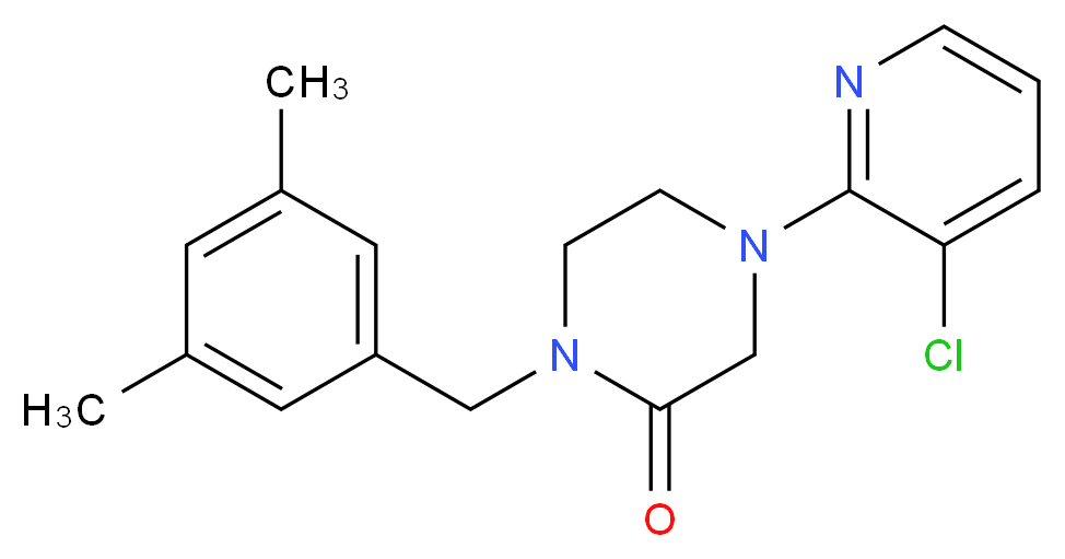 4-(3-chloro-2-pyridinyl)-1-(3,5-dimethylbenzyl)-2-piperazinone_分子结构_CAS_)