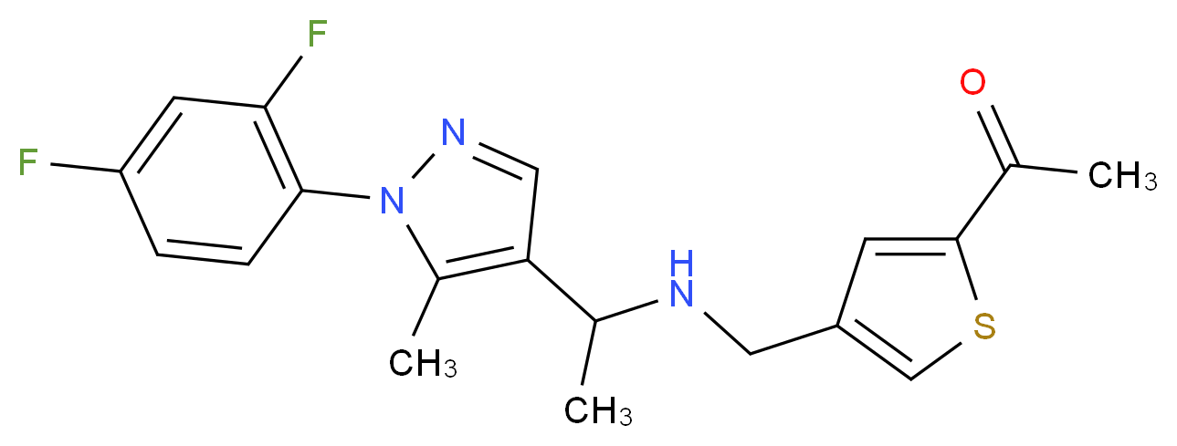 1-{4-[({1-[1-(2,4-difluorophenyl)-5-methyl-1H-pyrazol-4-yl]ethyl}amino)methyl]-2-thienyl}ethanone_分子结构_CAS_)