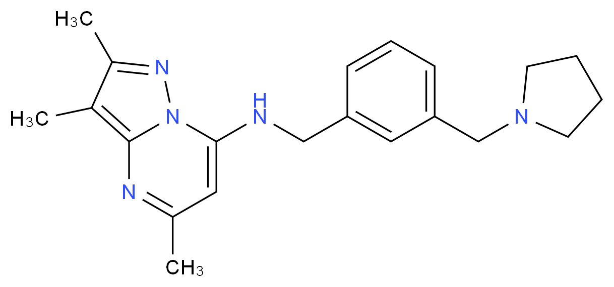 2,3,5-trimethyl-N-[3-(1-pyrrolidinylmethyl)benzyl]pyrazolo[1,5-a]pyrimidin-7-amine_分子结构_CAS_)