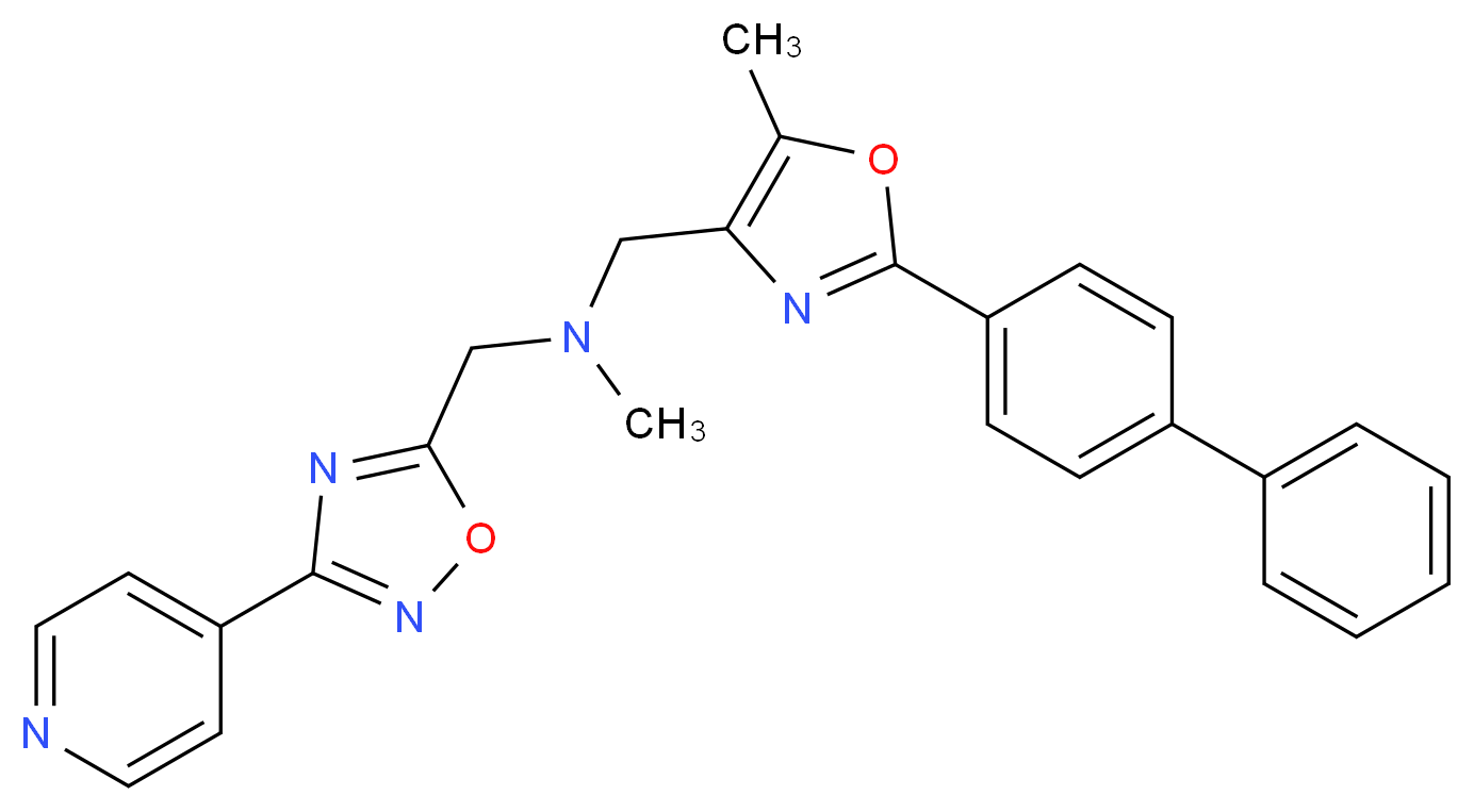 1-[2-(4-biphenylyl)-5-methyl-1,3-oxazol-4-yl]-N-methyl-N-{[3-(4-pyridinyl)-1,2,4-oxadiazol-5-yl]methyl}methanamine_分子结构_CAS_)