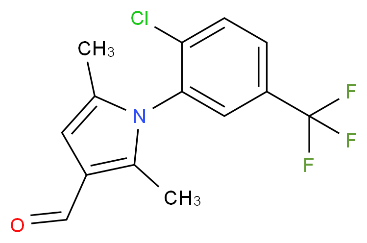 1-(2-Chloro-5-trifluoromethyl-phenyl)-2,5-dimethyl-1H-pyrrole-3-carbaldehyde_分子结构_CAS_327085-05-2)