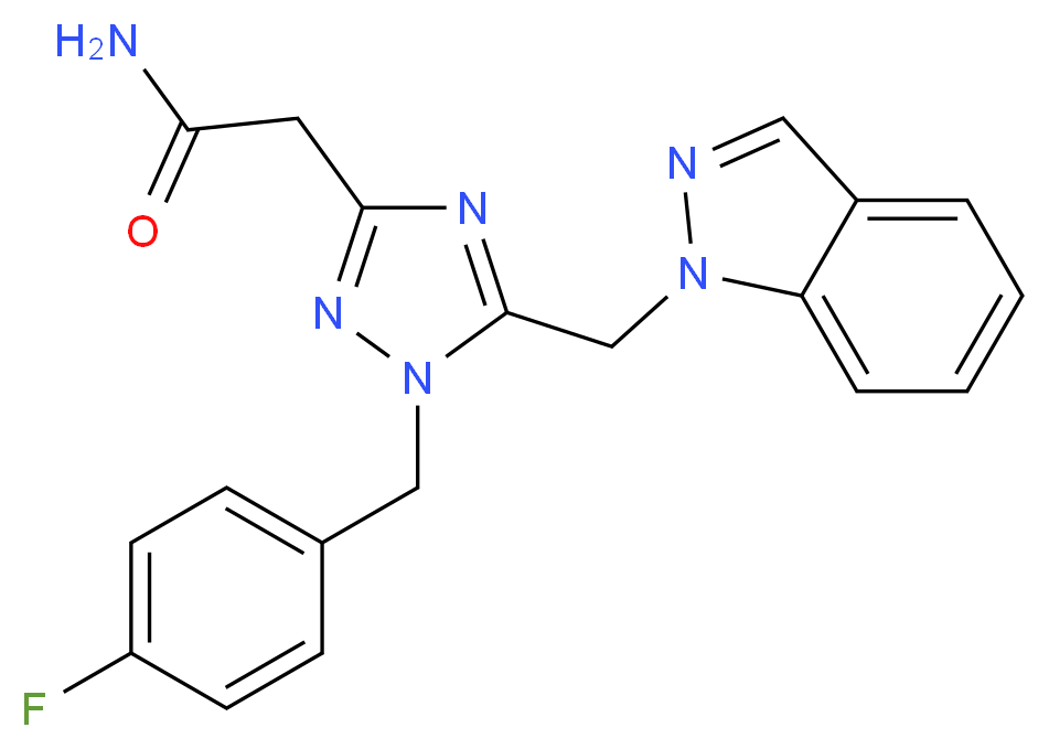 2-[1-(4-fluorobenzyl)-5-(1H-indazol-1-ylmethyl)-1H-1,2,4-triazol-3-yl]acetamide_分子结构_CAS_)