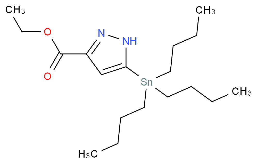 ethyl 5-(tributylstannyl)-1H-pyrazole-3-carboxylate_分子结构_CAS_141998-85-8