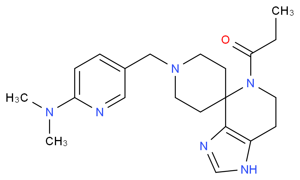 N,N-dimethyl-5-[(5-propionyl-1,5,6,7-tetrahydro-1'H-spiro[imidazo[4,5-c]pyridine-4,4'-piperidin]-1'-yl)methyl]pyridin-2-amine_分子结构_CAS_)