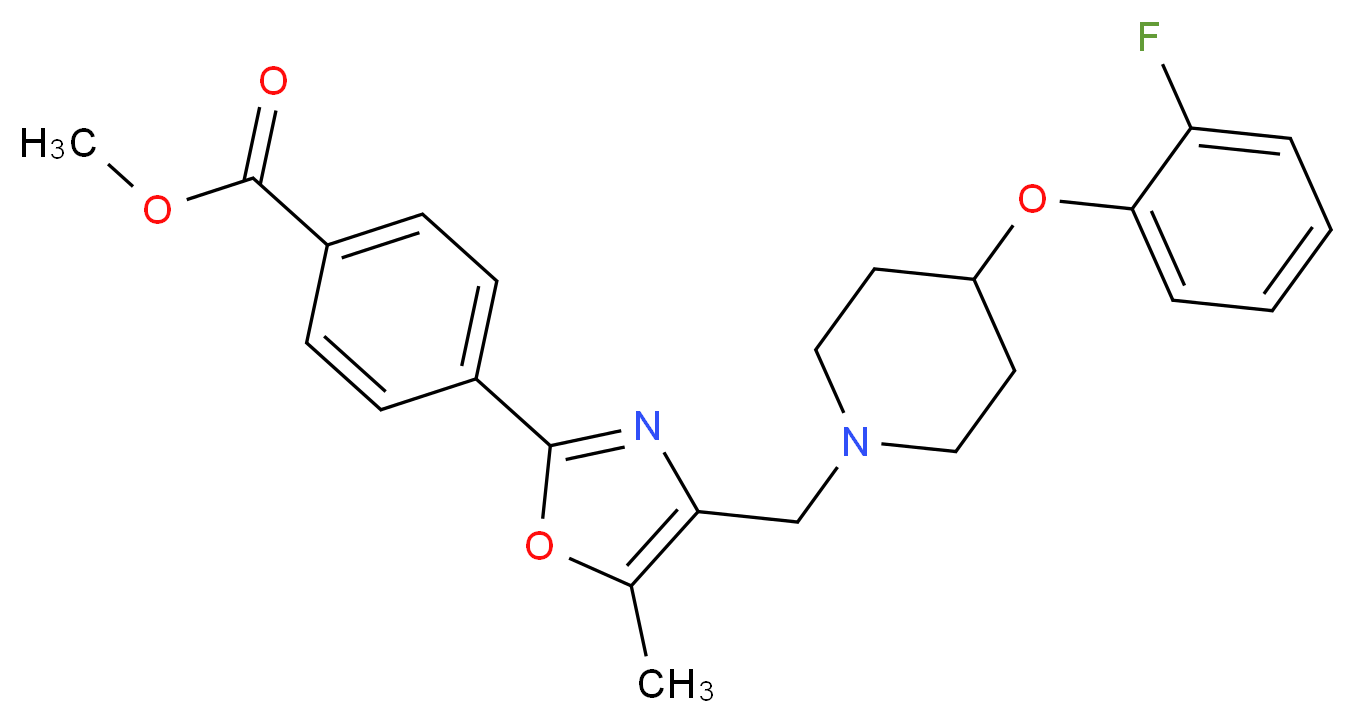 methyl 4-(4-{[4-(2-fluorophenoxy)-1-piperidinyl]methyl}-5-methyl-1,3-oxazol-2-yl)benzoate_分子结构_CAS_)